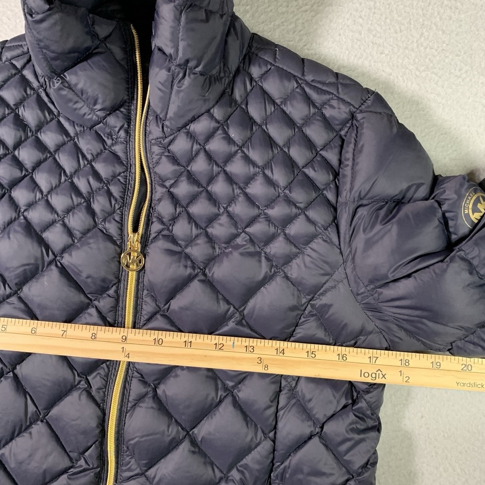 MICHAEL Michael Kors navy lightweight quilted down jacket gold logo zipper M - Picture 4 of 9